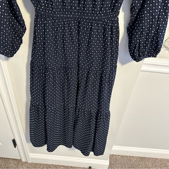 Madewell Navy Blue White Cross Cotton Long Sleeve Maxi Dress Small - Picture 8 of 14